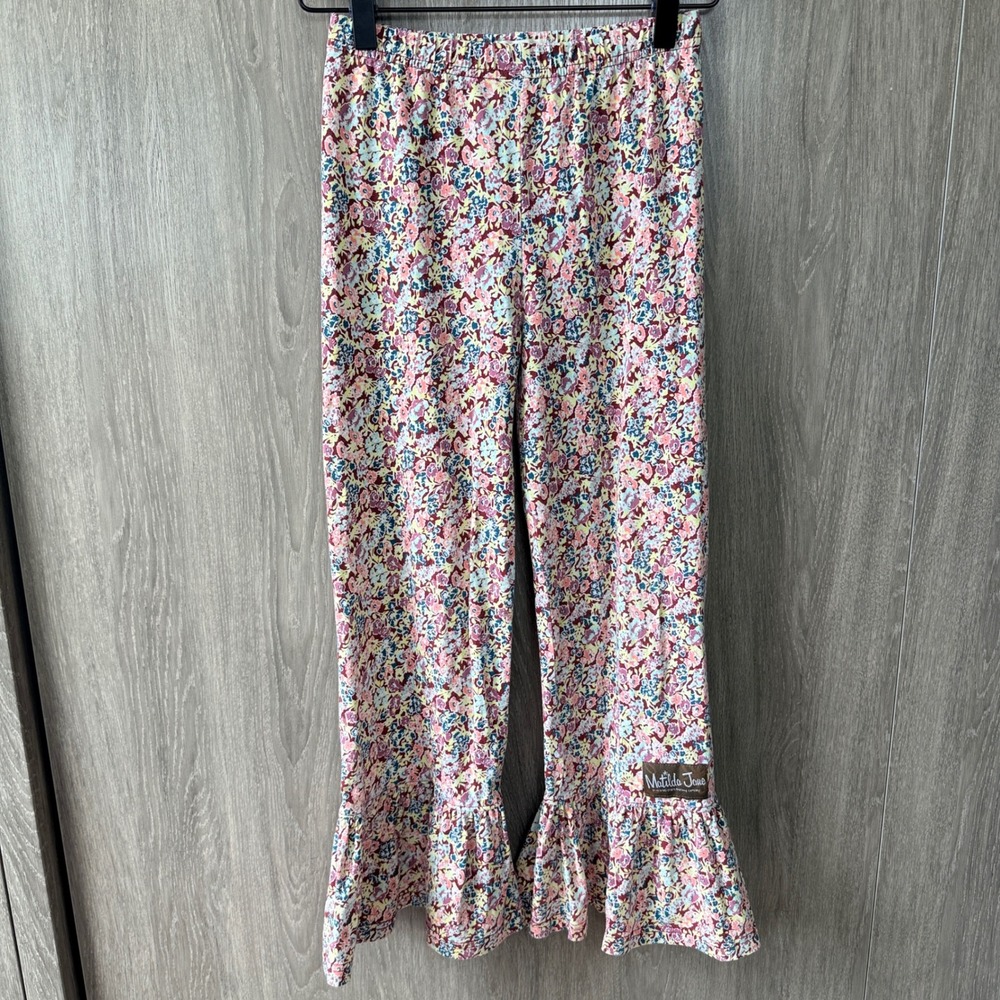 Matilda Jane Ruffle Flare Leggings Girls 8 Multicolor Floral Cottage Boho Retro